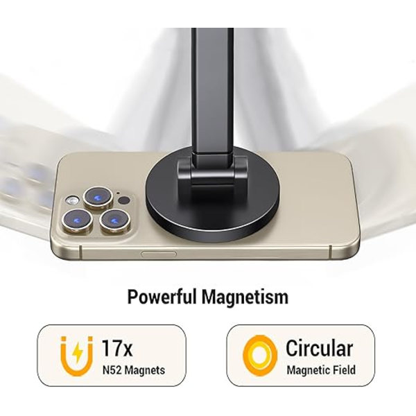 UGREEN Magnetisk Telefonhållare för MagSafe, Höjdjusterbart iPhone-ställ för Skrivbord med 360° Rotation Kompatibel för iPhone 16 15 Svart