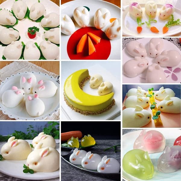 Silikon Kanin Bakeform Gjenbrukbar Kake Sjokolade Godteri Form Hvit