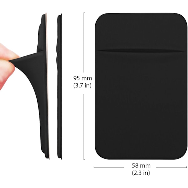 Mobiili tasku, itseliimautuva korttikotelo, lompakkokotelo, jossa itseliimautuva henkilökortti, luottokortti, pankkikorttikotelo iPhone Androidille 2 KPL MUSTA