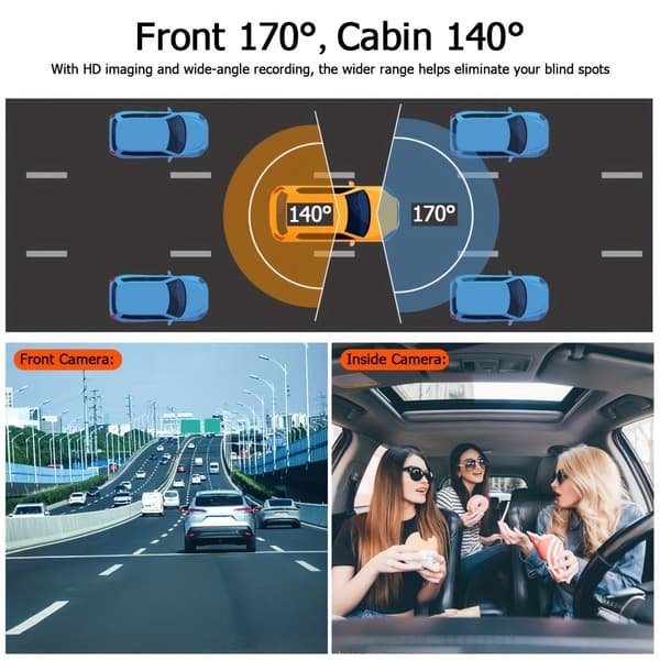 Dobbelt dashbordkamera foran og bak 1080P bilkameraopptaker nattsyn G-sensor