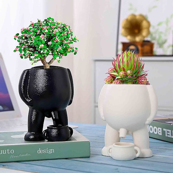 Piss Pot Plantepotte, Grønne Potter, Tisser Morsom Vase, Morsomme Sukkulenter Potter Med Drenering For Innendørs Planter, 50% Tilbud black