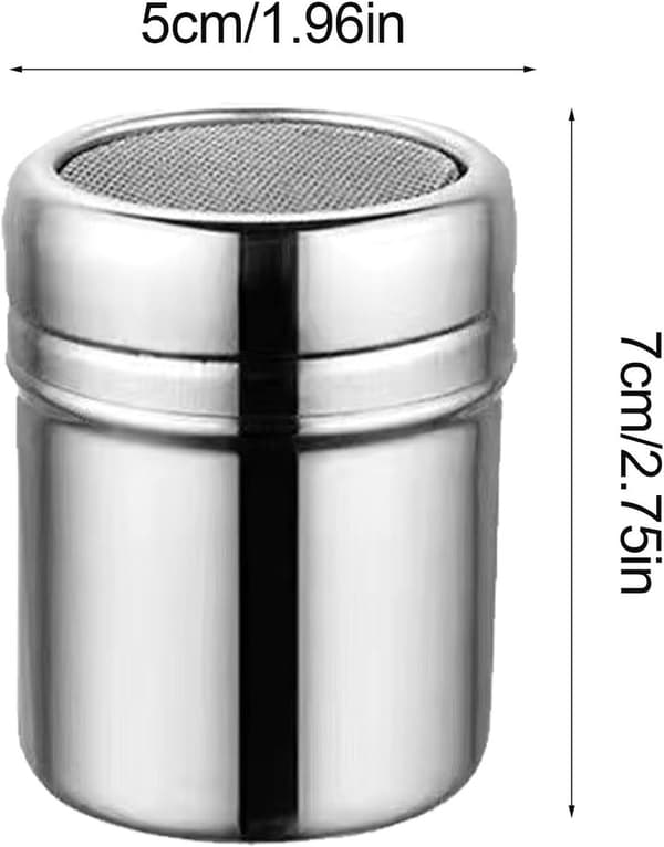 Puderskakare i rostfritt stål med lock - Finmaskig mjölsikt för socker och bakning