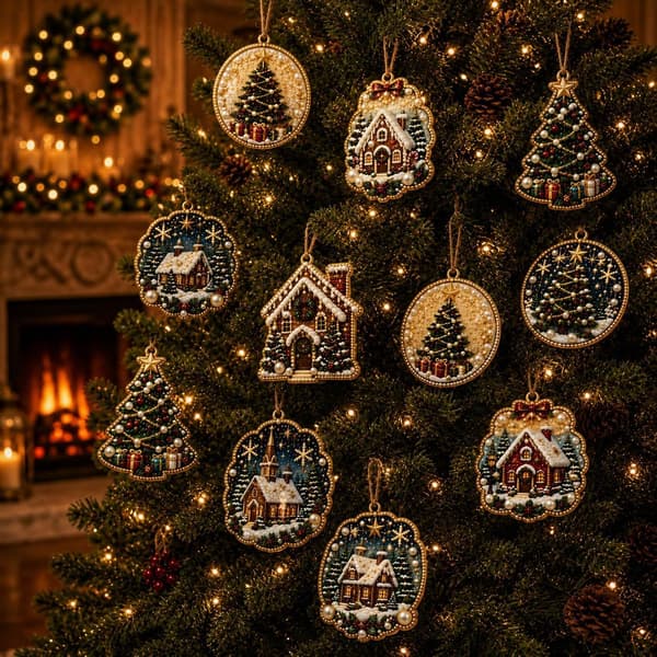 DIY Juleperlepynt-sæt med snor - Festlig juledekoration som gave Christmas series set