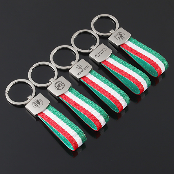 Nøglering i syntetisk læder med italiensk flag i tre farver, farverigt logo, officiel