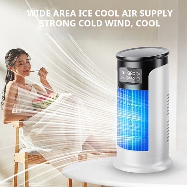 3-i-1 Mini Air Conditioner Fan, Table Fan with Humidifier and Ice Mist, USB, Quiet Cooling