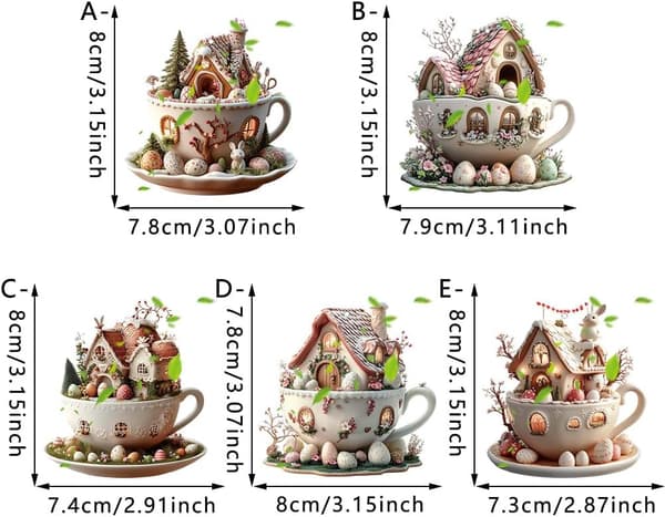 Påsk Kaffemugg Set Med Kanindesign 5 Delar 8x8cm Heminredning