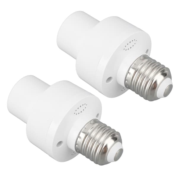 2 pcs Smart Light Socket Wireless Voice Control E27 Screw Port 100V-250V White