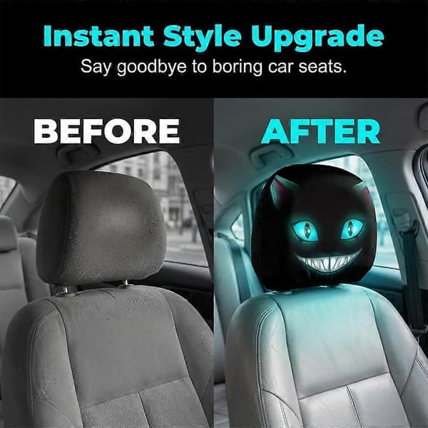 2 STK Halloween Spooky Ghost Face Nackstödsskydd, Elastiskt Dubbelsidigt Tryck, Universal Semesterdekoration För Bil Lastbil SUV Framstolar A(2pcs)