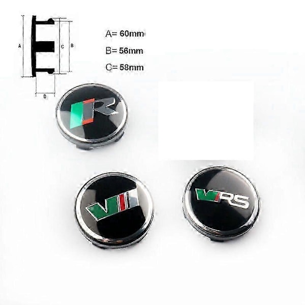 4 stk Styling 56mm 60mm Navkapsler Emblem Hjulmærkater Beskyttelse Til Octavia Fabia Vrs Yeti Tilbehør V-RS V-RS 60mm