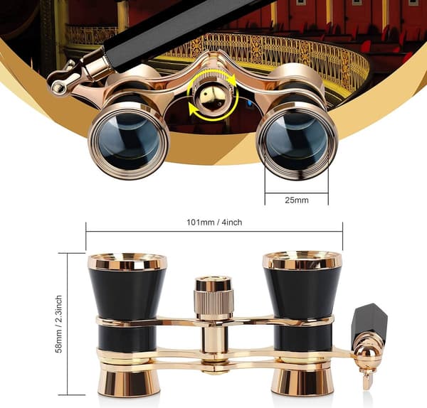 Operakikkert 3x25 Retro Metal med Håndtag til Teater og Koncert Blue