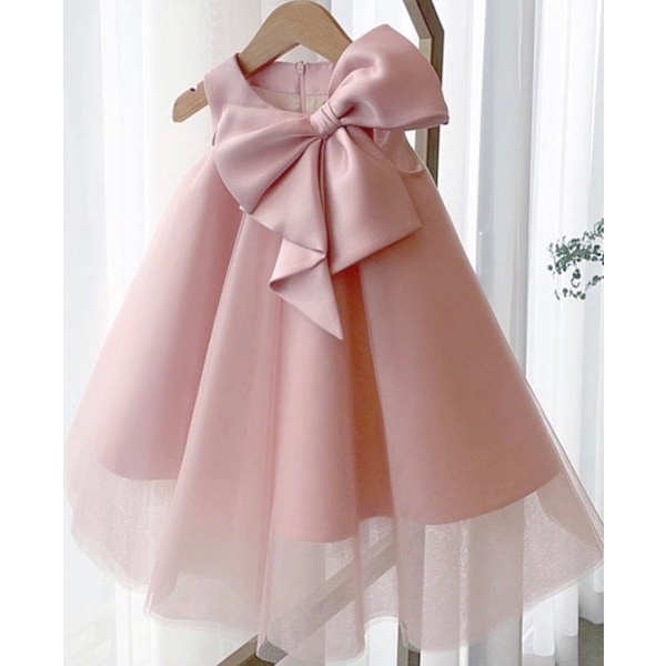 Stor Sløjfe Baby Pigekjole Børn Prinsesse Elegant Fest Tulle Julekjole Børn Fødselsdag Bryllup Tøj 1-6 År as picture2