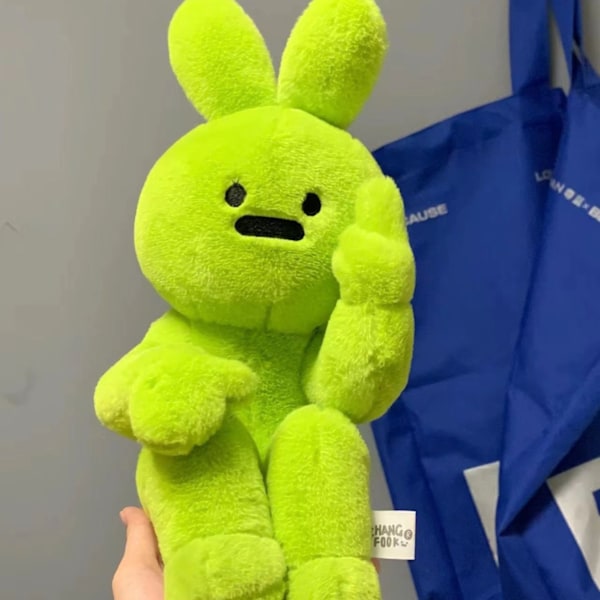 Sjov foragtskanin kreativ niche venlig gestus kanin plys legetøjsdukke dukkegave mænd og kvinder Gesture Rabbit【Green】 30cm