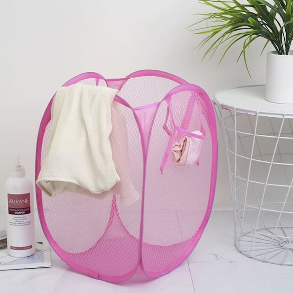 Pop Up Vaskepose Sammenleggbar Vaskekurv ROSA pink