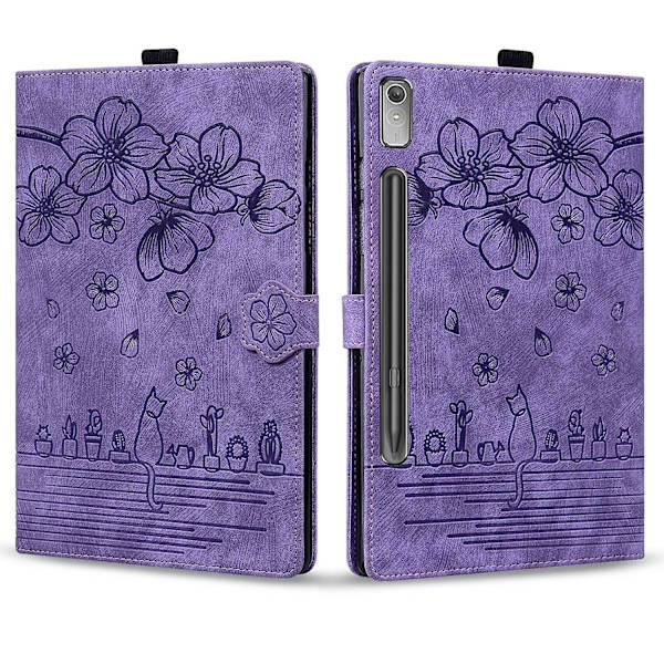 Katt Läderkotelo Lenovo Tab P12 12.7:lle Purple