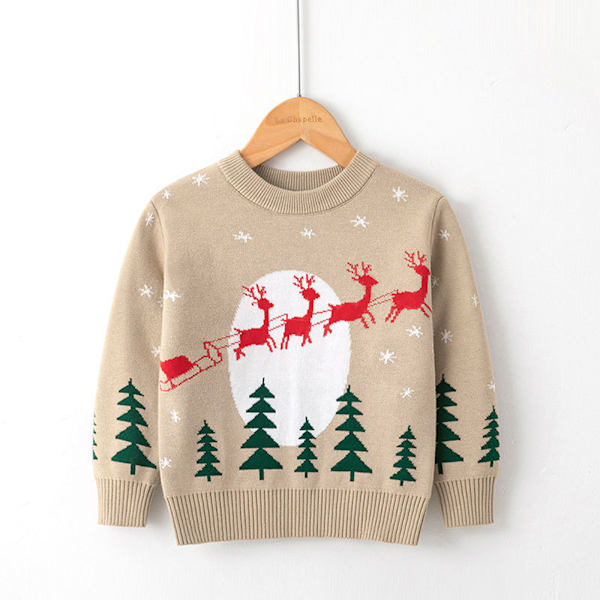 Jul Tröja Barn Kläder Långärmad Tröja Stickad Tröja Kofta Jul Outfit Snö Overall Småbarn Baby Vår Rådjur Toppar för Vinter