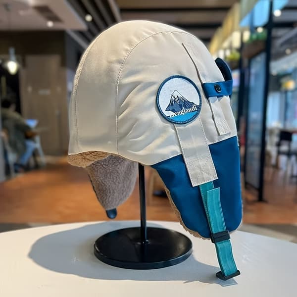 Vintermössa med skyddsglasögon - Tjockt foder, Öronlapps-bombermössa för skidåkning & cykling, Vindtät & Varm Beige (hat Circumference 56-59cm)