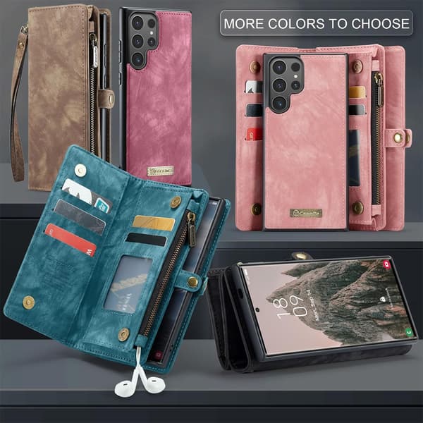 Retro Leather Wallet Case with Card Holder for iPhone 16 & Samsung, Magnetic Flip Cover B B Blue iPhone16 Plus
