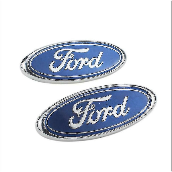 Ford Märke Oval Blå/Krom 145x60mm Främre/Bakre Emblem Focus Mondeo Transit