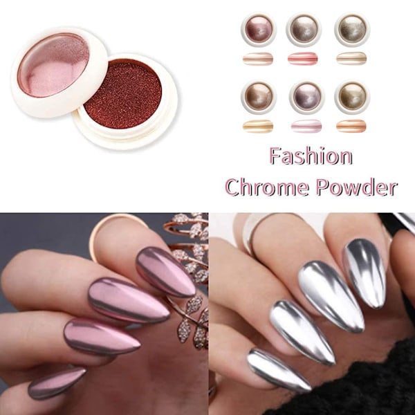 Holografiskt Krom Nagelpulver, Enhörningsspegel Effekt Premium Salong Regnbåge Nagelglitter Manikyr Pigment