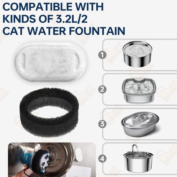 Filter Drikkefontæne Kat - 24 x Filter Kattefontæne - Filterpatroner til Vanddispensere til Kæledyr - Filter Refills til Drikkefontæne