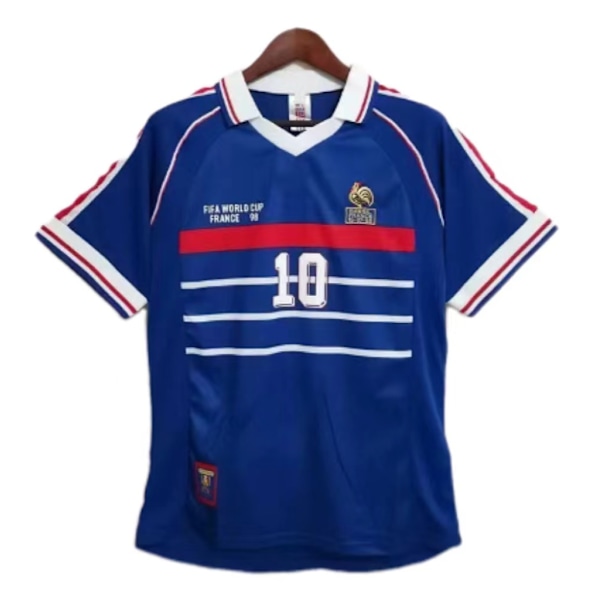 Retro Jersey 1998 Frankrike VM Hjem Kort Ermet Fotballtrøye Nr. 10 Zidane 1 Fotballtrøye