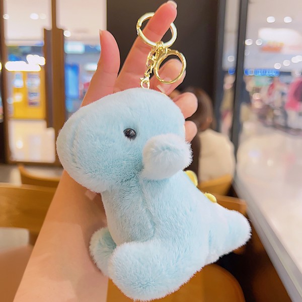 Tecknad Kuromi docka skolväska hänge docka plyschleksak par nyckelring väska hänge Plush blush dinosaur-blue 11cm (with keychain)