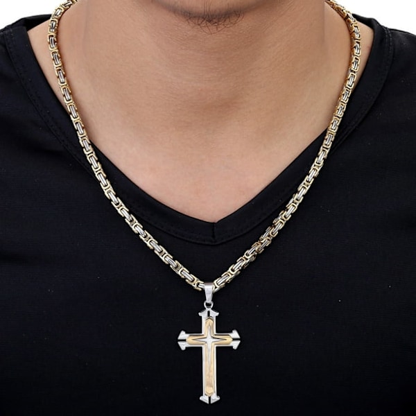 Guld multilayer rostfritt stål kors halsband smycken domine{hh}