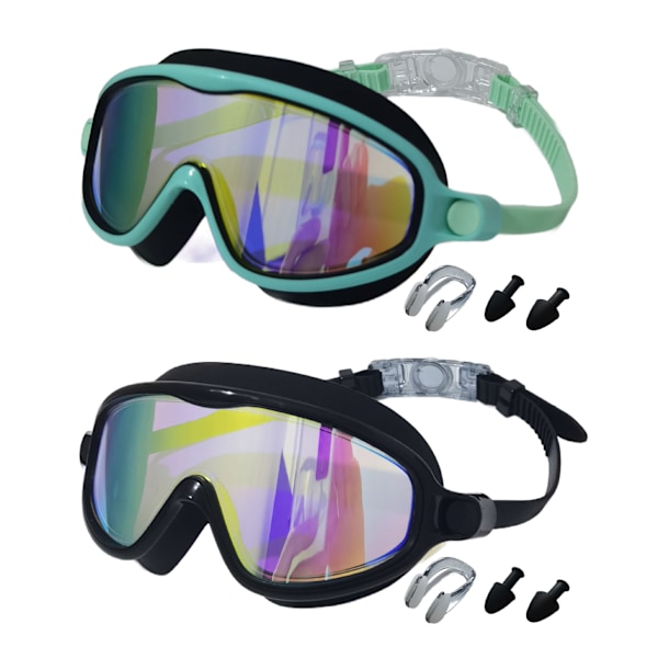 Barns simglasögon pojkar och flickor simning HD vattentäta och imskyddade stora simglasögon dykglasögon professionella glasögon Camouflage blue transparent