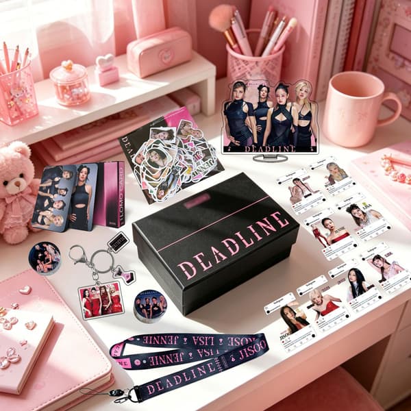 Deadlines Sticker Sæt Sort Pink Gruppe Æstetisk Papirvarer Gaveæske BP Gift Box Deadline