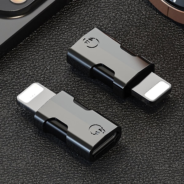 Usb C til Otg Lightning Adapter til Understøttelse af Dataoverførsel Tilslut Oplader Konnektor Kabel Konverter Trådløs Mikrofon Adapter - Sort