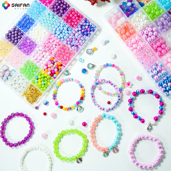 Havtema Farverigt Perlearmbånd DIY Perleblandingssæt Smykkesæt 48-grid beaded set