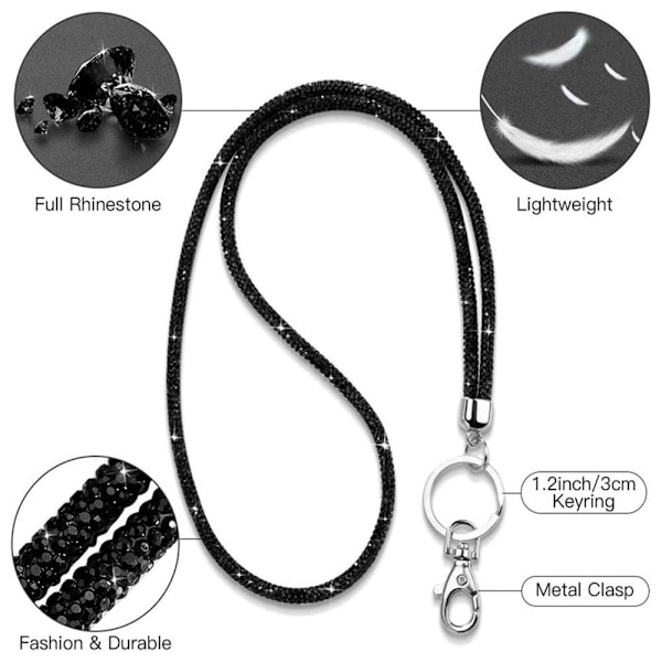 Rhinestone Telefon-Lanyard Krystallkjede Stropper GRÅ GRÅ grey grey