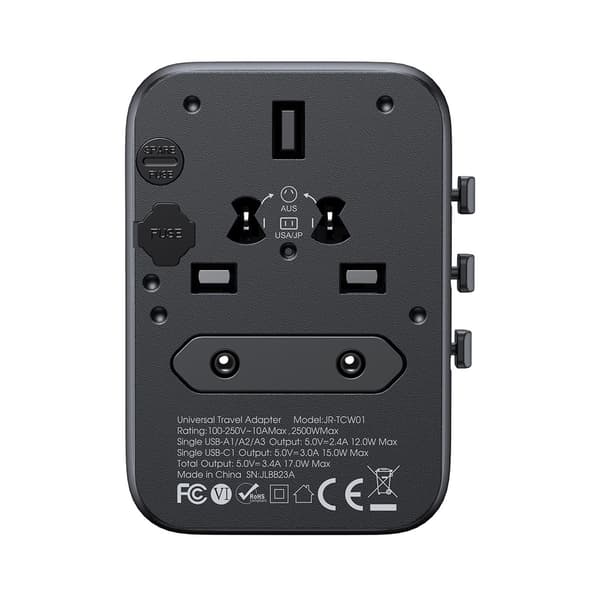 Joyroom Reseadapter 17W med EU / US / UK / JP / AU / CN - Svart Black 141