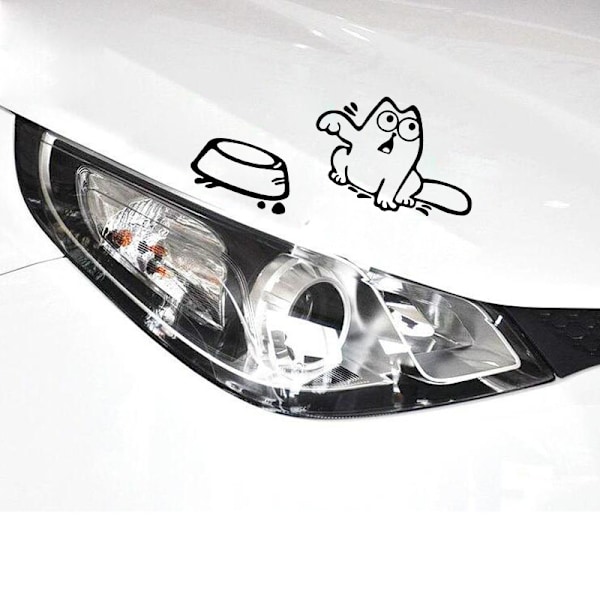 Kissa ja kulho -tarra autoon, useita värejä
