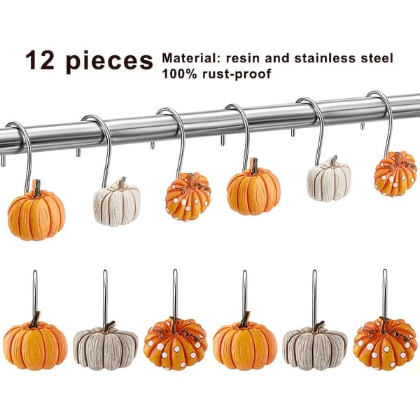 12-pack prickiga pumpa duschdraperikrokar i rostfritt stål, rustik höstbadrumsinredning 12pcs Golden Yellow