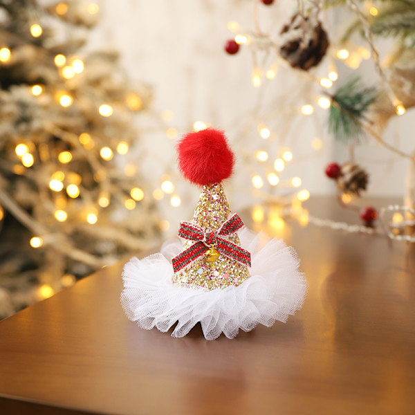 Guld julehårspænder, glittergaze, søde piger, små hårspænder til juleoutfit.