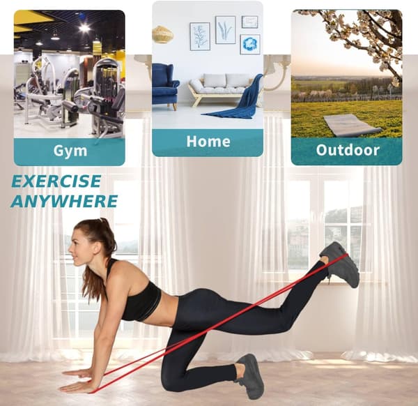 4-delt sæt med modstandsbånd, kraftige, medium, lette elastiske fitnessbånd til træning, styrketræning, pull-up assistance