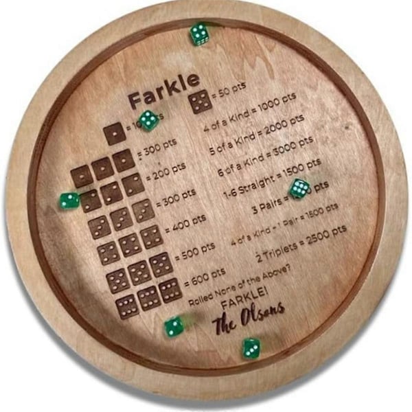 Træbakke til Farkle Klassisk Terningespil, Farkle Terningebakke, Farkle Klassisk Terningespil, Terningebakke
