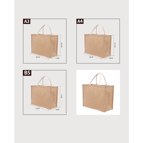 pc Tote Taske, Naturlig Jute Tote, Perfekt til Shopping, Picnic, Gaver, Rejser, Strand (S)