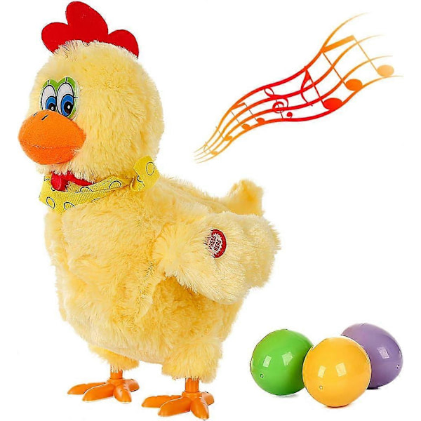 Kylling Dyreleke Dukke Legger Egg Elektrisk Gal Plysj Kylling med Lyd Musikk