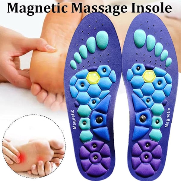 Massageinnersulor med akupressurfunktion, fotmassagepad, anti-trötthetscirkulationsmassage, unisex, blå (L storlek 44-47){hh} Size L