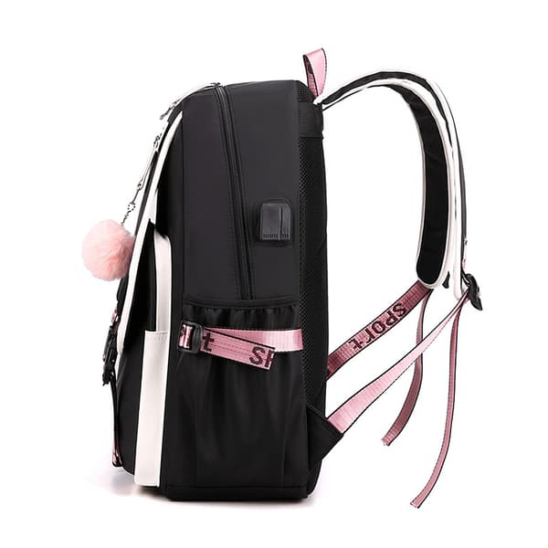 Large Capacity Travel Backpack with USB Charging - Trendy School Bag for Students with Laptop Compartment Black 4