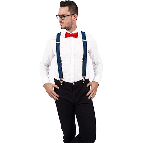 Henkselit erittäin vahvoilla metalliklipsillä 4 cm leveät Heavy Duty -henkselit One Size sopii kaikille miehille ja naisille Säädettävät ja joustavat X-muotoiset (sininen){F2}