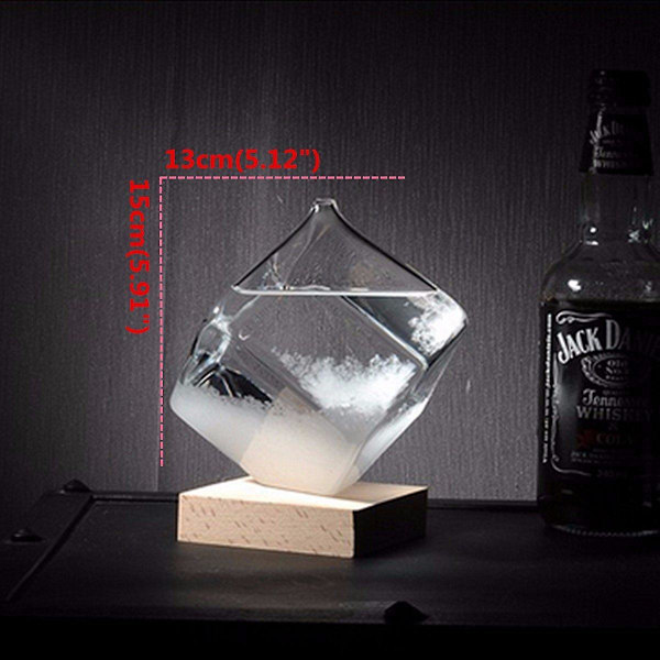 Stormglass Barometer Vannkube Væroppdatering Glass Prognoser Flaske Skrivebordsdekorasjon (FMY) Transparent