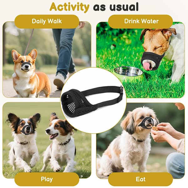 Mesh Muzzle for Short Snout Dogs Small to Medium Anti-Bite Black XS