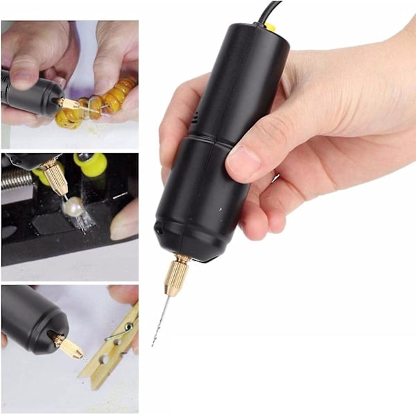 Mini Bærbar Elektrisk Drill, Med Bor Usb Drill Graveringsverktøy Smykkeverktøy For Tre Epoksy Resin Håndverk DIY Trehåndverk(0.8-1.2mm)