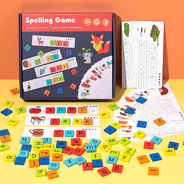 Children's Wooden Word Spelling Toy Boy Girl Enlightenment Understanding English Alphabet Spelling Baby Early Education Puzzle Building Blocks