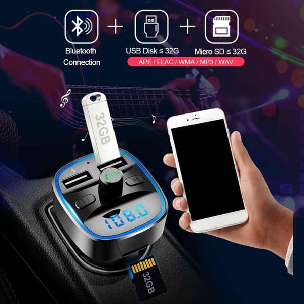 T25 Auto FM-sender Bluetooth MP3-spiller Billader Smart Navigasjon 12-24V For Bil Audio Musikkstrømming