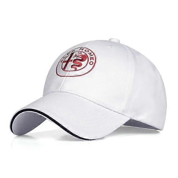 Bomull för Alfa Romeo Baseballkeps Män Broderad Fyrsäsongers Justerbar Snapback Hatt Bekväm Utomhusskydd Kostymhattar White