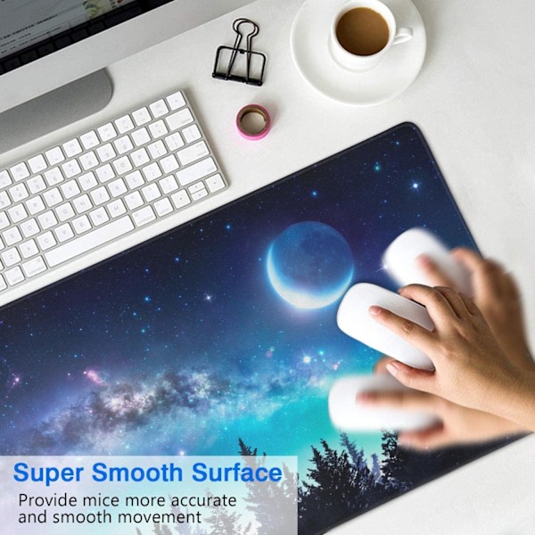Galaxy Stor Musemåtte, Skrivebordsmåtte med Skridsikker Base, Udstrakt Musemåtte XXL, Tastatur Musemåtte, Skrivebordsmåtte Ovenpå Skrivebordet (90x40 cm)